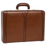 McKlein USA Turner Brown Leather Expandable Attache Case Logo Imprinted