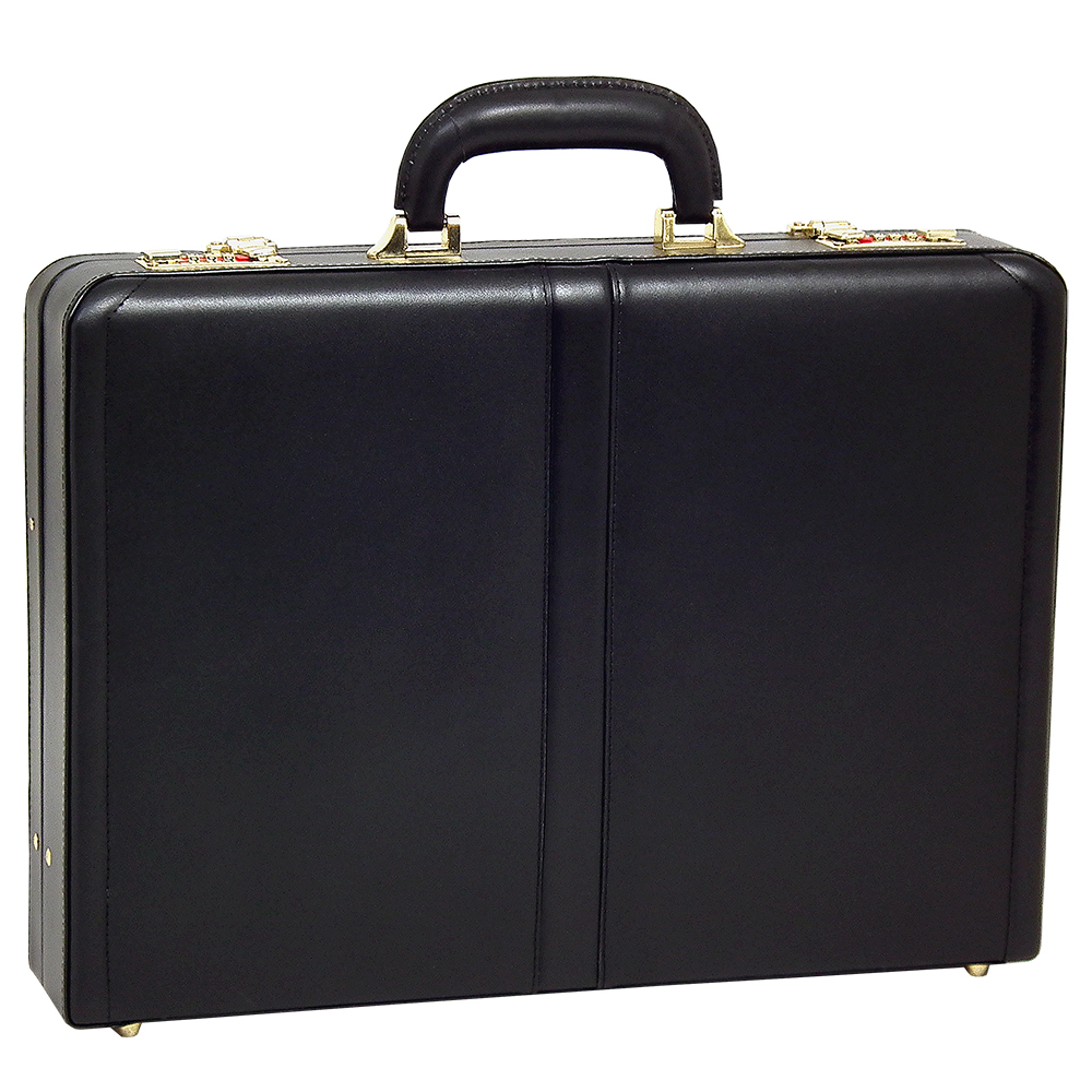 McKlein USA Reagan Black Leather Attach Case Branded McKlein USA Reagan Black Leather Attach Case Branded