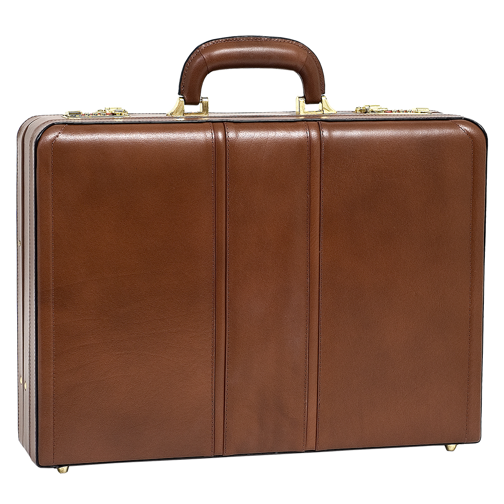 McKlein USA Coughlin Brown Leather Expandable Attache Case Custom Imprinted McKlein USA Coughlin Brown Leather Expandable Attache Case Custom Imprinted