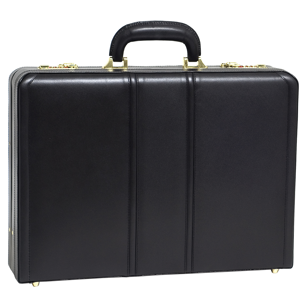 Logo Imprinted McKlein USA Coughlin Black Leather Expandable Attach Case Logo Imprinted McKlein USA Coughlin Black Leather Expandable Attach Case
