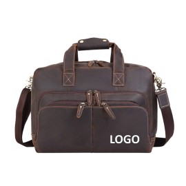 Men's Leather Travel Business Bag with Logo