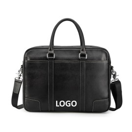 Business Leather Laptop Bag Briefcase with Logo
