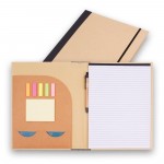 Logo Printed Recycled Padfolio w/ Notepad, Flags, Pockets, and Pen