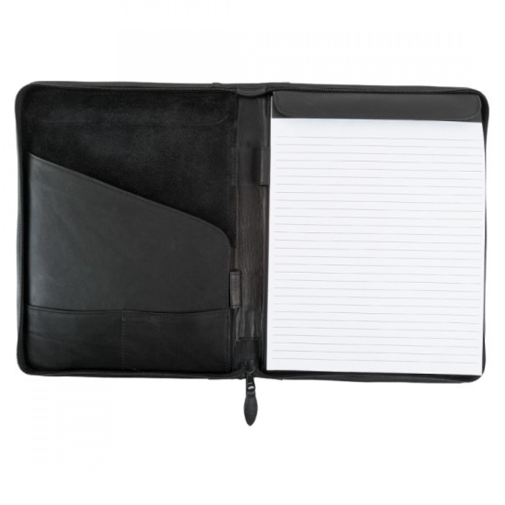 Branded Bugatti Leather Padfolio Black With Zip Around Closure Branded Bugatti Leather Padfolio Black With Zip Around Closure