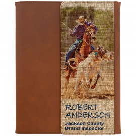 Rawhide with Sublimatable Burlap Portfolio with Notepad with Logo