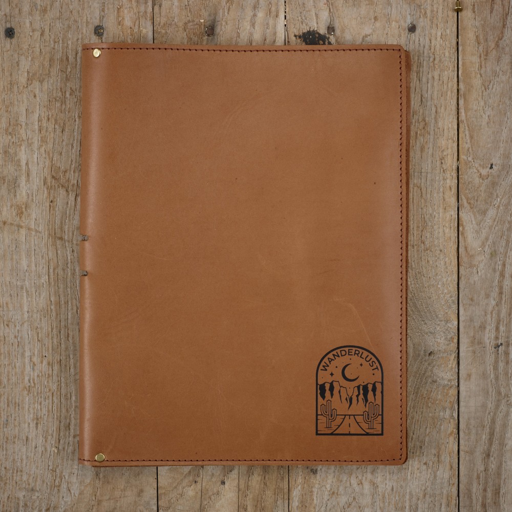 Logo Branded Genuine Leather Portfolio Folder | Fits 8.5 x 11 inch Lined Notepad | Handmade in the USA