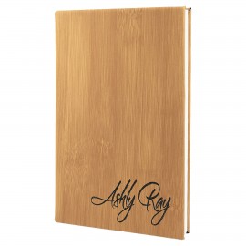 Custom 5.25" x 8.25" Bamboo Leatherette Journal with Lined Notepad
