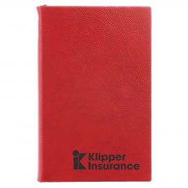 Custom 5.25" x 8.25" Red Leatherette Journal with Lined Notepad