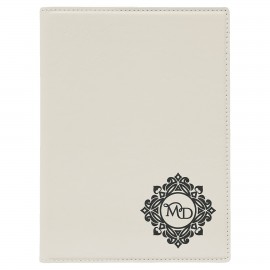 7" x 9" White Leatherette Small Portfolio with Notepad with Logo