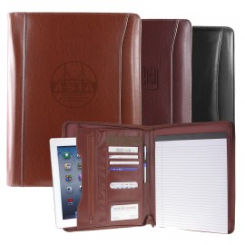 Logo Branded Brown Atlantis Leather Zippered Portfolio