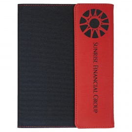Personalized 7" x 9" Red Leatherette / Black Canvas Portfolio w/Notepad