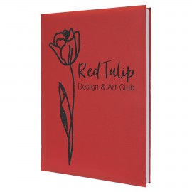 Promotional 7" x 9.75" Red Leatherette Sketch Book with Unlined Notepad
