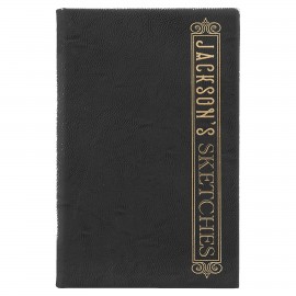 Black/Gold Leatherette Sketch Book with Unlined Notepad with Logo
