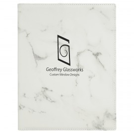 7" x 9" White Marble Leatherette Small Portfolio w/Notepad with Logo