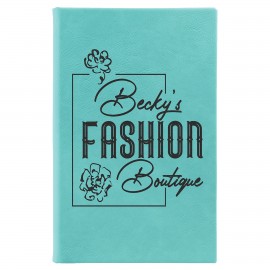 Customized 5.25" x 8.25" Teal Leatherette Sketch Book w/Unlined Notepad