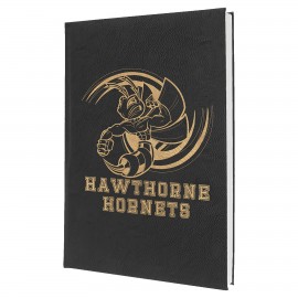 Personalized Black/Gold Leatherette Sketch Book with Unlined Notepad