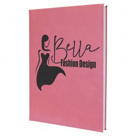 7" x 9.75" Pink Leatherette Sketch Book with Unlined Notepad with Logo