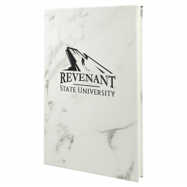 White Marble Leatherette Journal with Lined Notepad with Logo