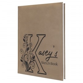 Logo Branded Light Brown Leatherette Sketch Book with Unlined Notepad