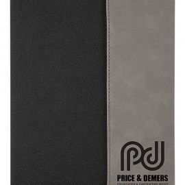 Promotional Gray Leatherette / Black Canvas Portfolio with Notepad