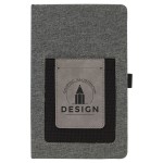 5.25" x 8.25" - Canvas Notebook with Phone Pouch with Logo