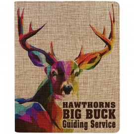 9.5" x 12" Sublimatable Burlap Portfolio with Notepad with Logo  9.5" x 12" Sublimatable Burlap Portfolio with Notepad with Logo