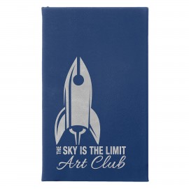 Blue/Silver Leatherette Sketch Book with Unlined Notepad with Logo