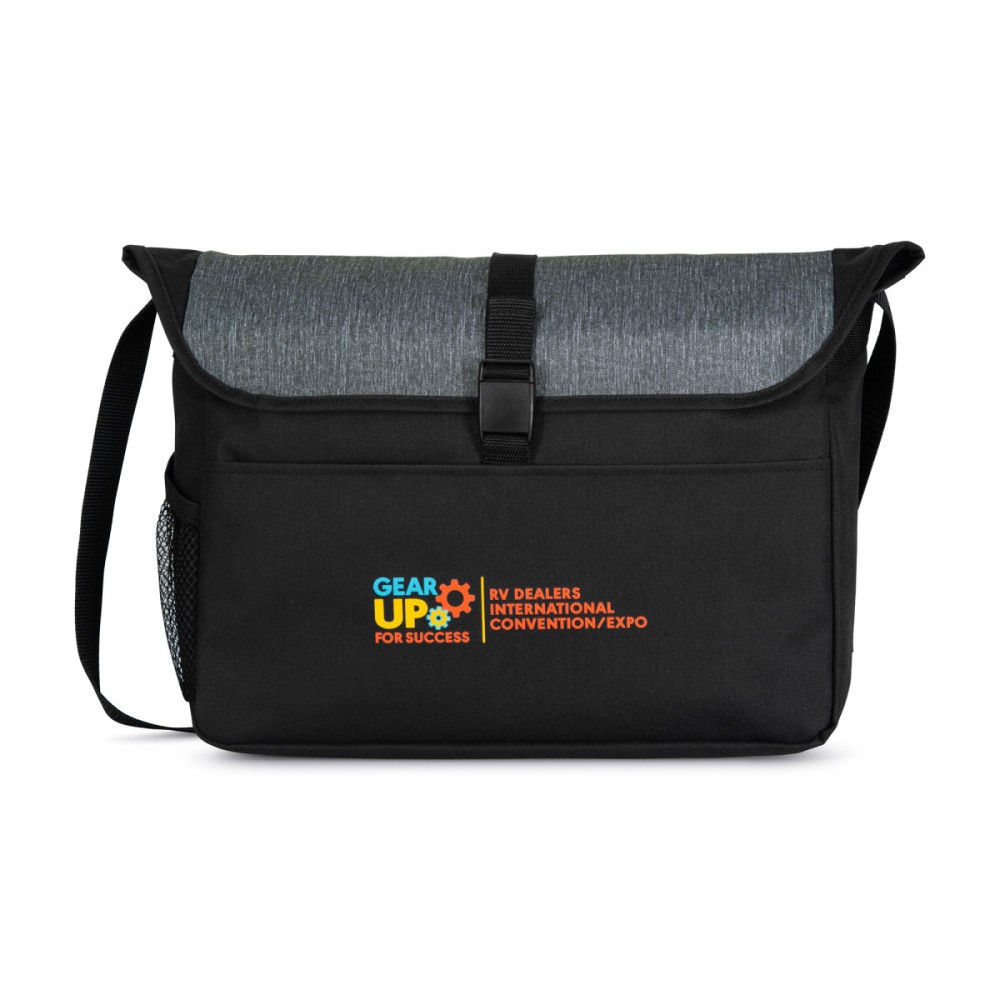 Rockland Messenger Bag - Black Logo Imprinted Rockland Messenger Bag - Black Logo Imprinted