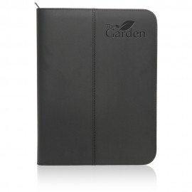 Zippered Black Leather Portfolios with Logo