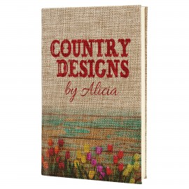 5.25" x 8.25" Burlap Sketch Book with White Unlined Notepad with Logo  5.25" x 8.25" Burlap Sketch Book with White Unlined Notepad with Logo