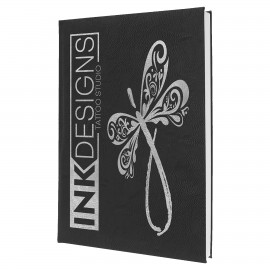 Custom Black/Silver Leatherette Sketch Book with Unlined Notepad