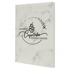 White Marble Leatherette Sketch Book with Unlined Notepad with Logo