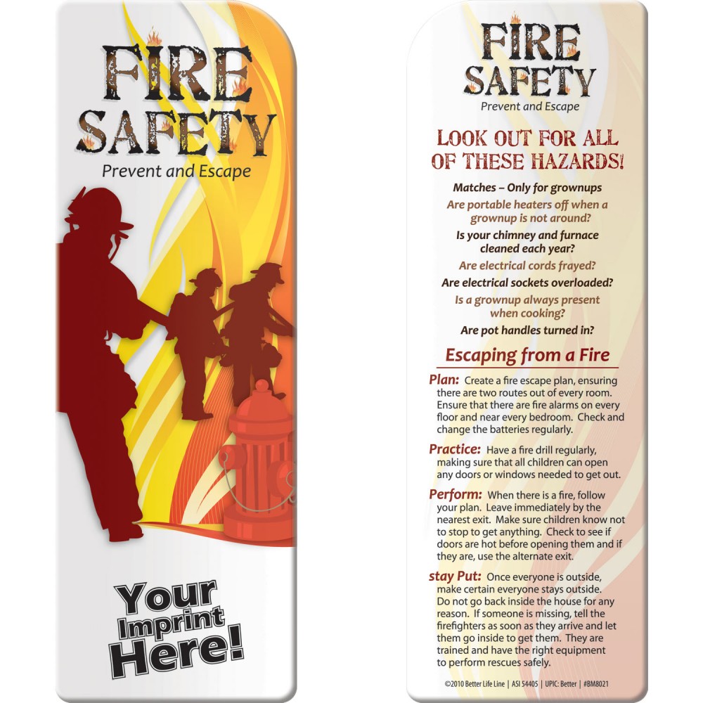 Bookmark - Fire Safety: Prevent and Escape Branded Bookmark - Fire Safety: Prevent and Escape Branded