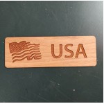 2" x 6" Waving American Flag Hardwood Bookmarks with Logo