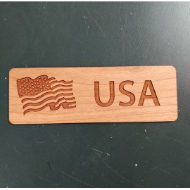 2" x 6" Waving American Flag Hardwood Bookmarks with Logo