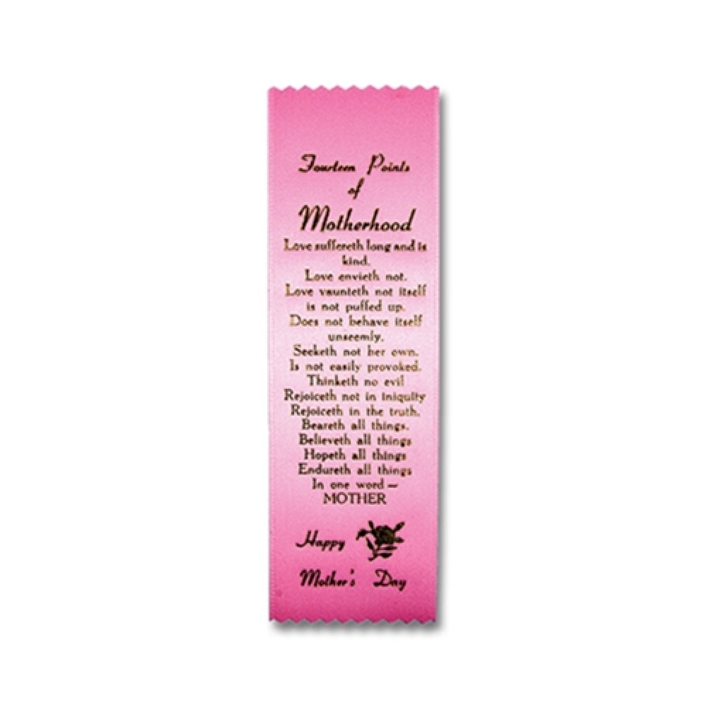 Customized 2" x 8" Stock Ribbon "Mother's Day" Bookmark