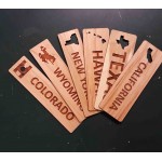 Personalized 1.5" x 6" Hardwood State Bookmarks