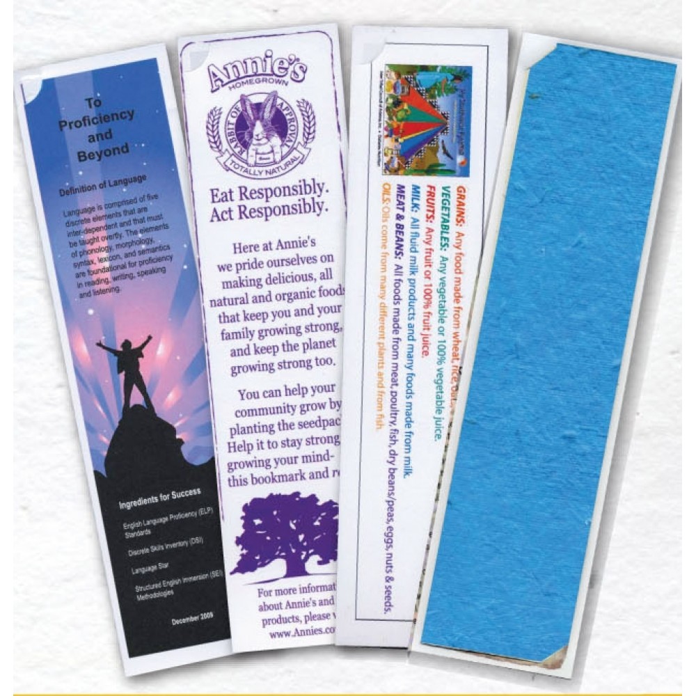 Tuck-In Bookmark Recycled Paper w/ Seeded Paper Insert with Logo