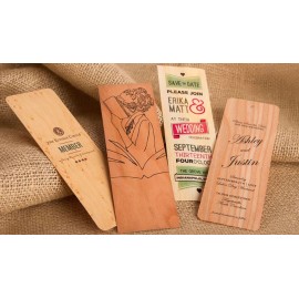 1" x 4" - Wood Veneer Bookmarks - 2 Sided with Logo