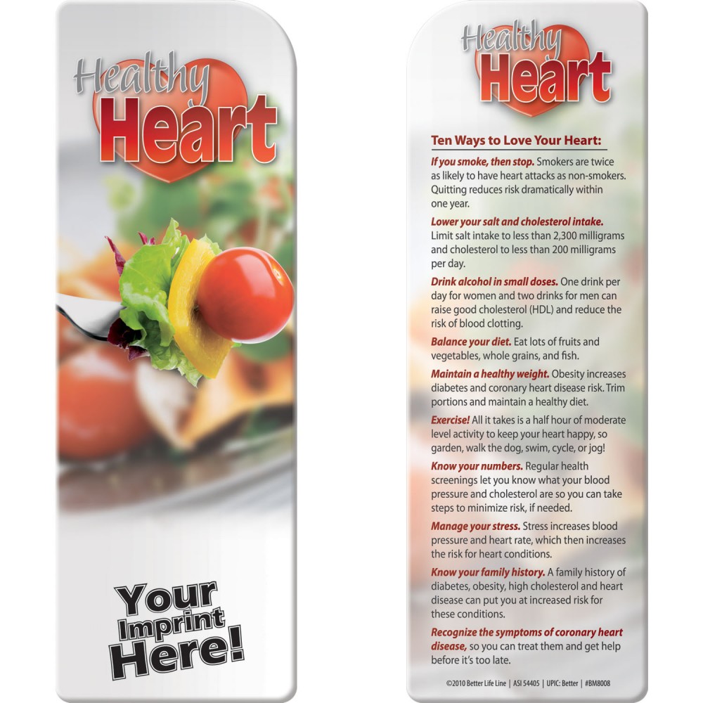Custom Imprinted Bookmark - Healthy Heart Custom Imprinted Bookmark - Healthy Heart
