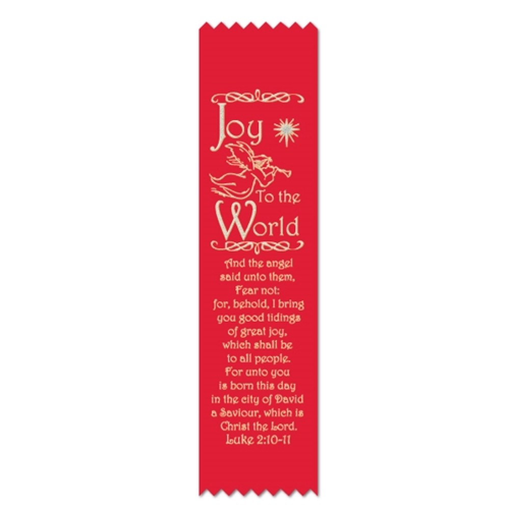 2"x8" Stock Prayer Ribbon "Joy to the World" Bookmark with Logo