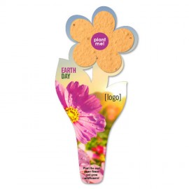 Earth Day Seed Paper Flower Bookmark - Design K with Logo