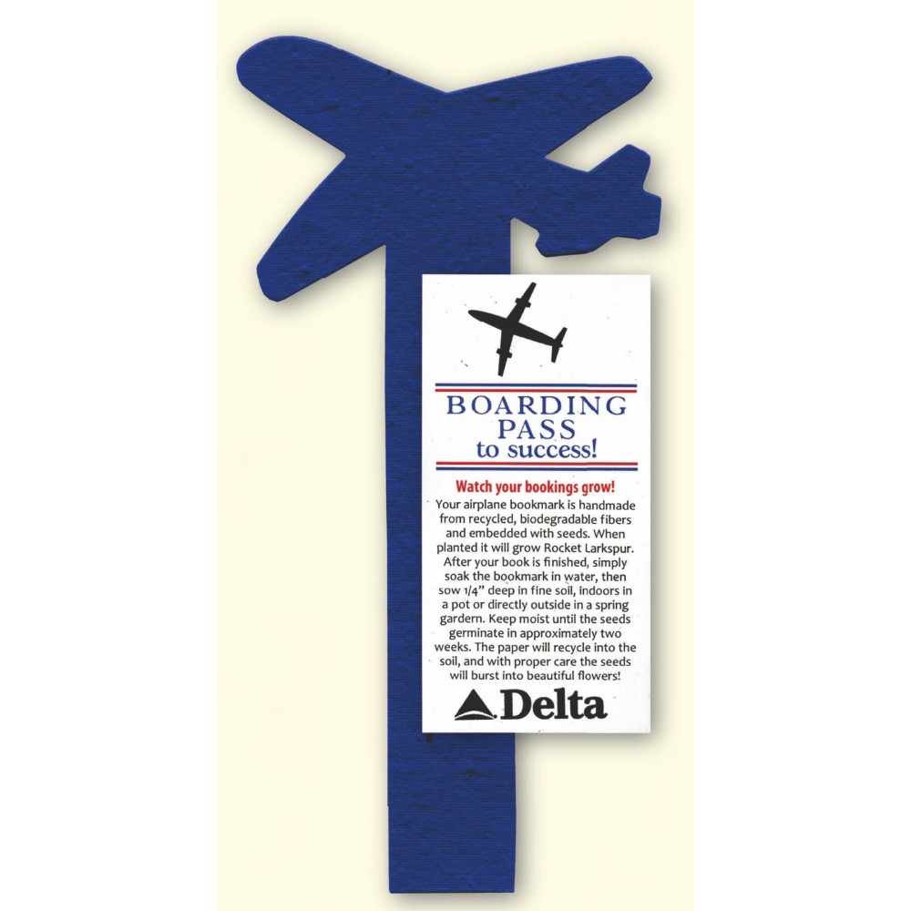 Custom Airplane Topped Bookmark Embedded w/ Wildflower Seed