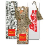 Logo Printed Imprinted PET Bookmark w/3D Lenticular Images of Dollars & Coins