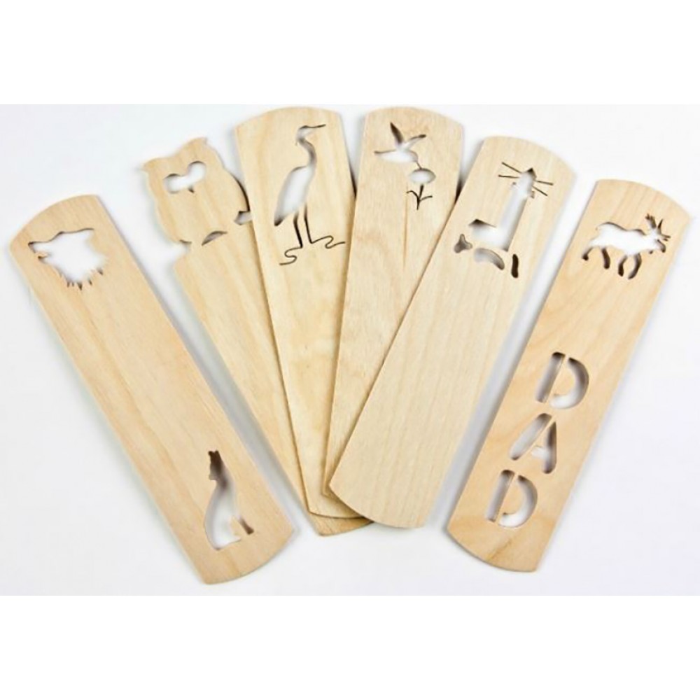 1.5" x 6" - Engraved Baltic Birch Promotional Bookmarks - USA-Made Branded