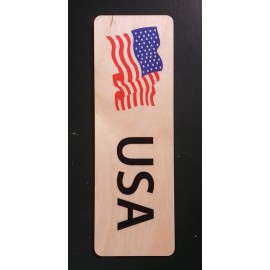 Personalized 2" x 6" - Waving American Flag Hardwood Bookmarks