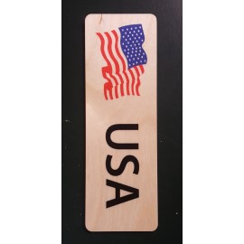 2" x 5.75" - Waving American Flag Hardwood Bookmarks with Logo  2" x 5.75" - Waving American Flag Hardwood Bookmarks with Logo