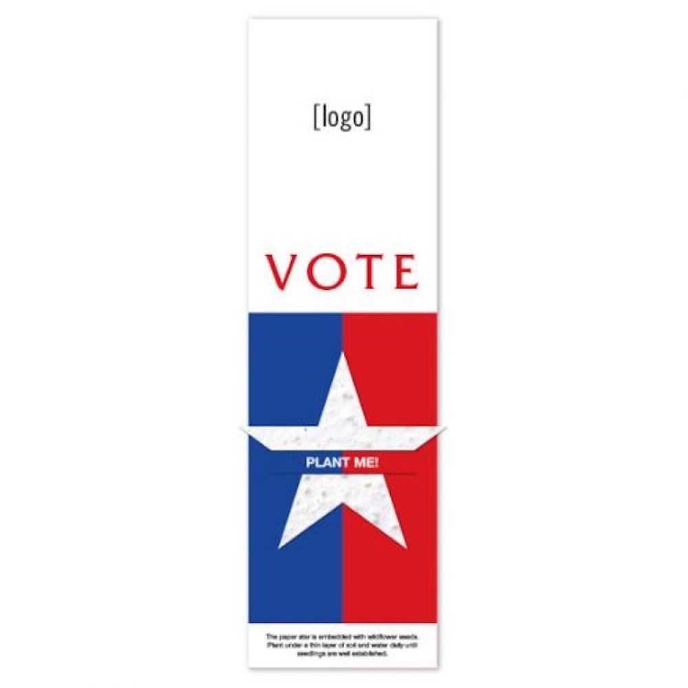 Seed Paper Patriotic Shape Bookmark with Logo
