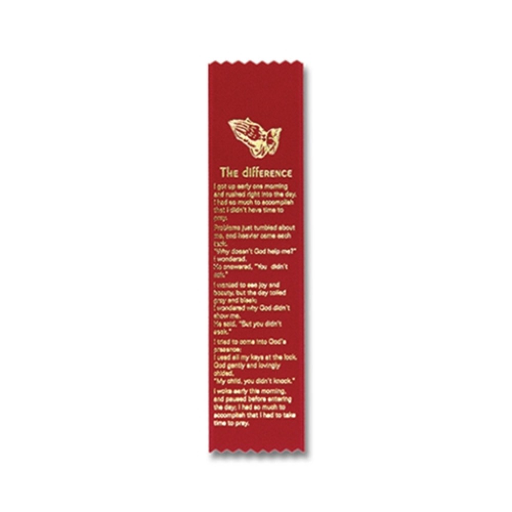 2"x8" Stock Prayer Ribbon "The Difference" Bookmark with Logo