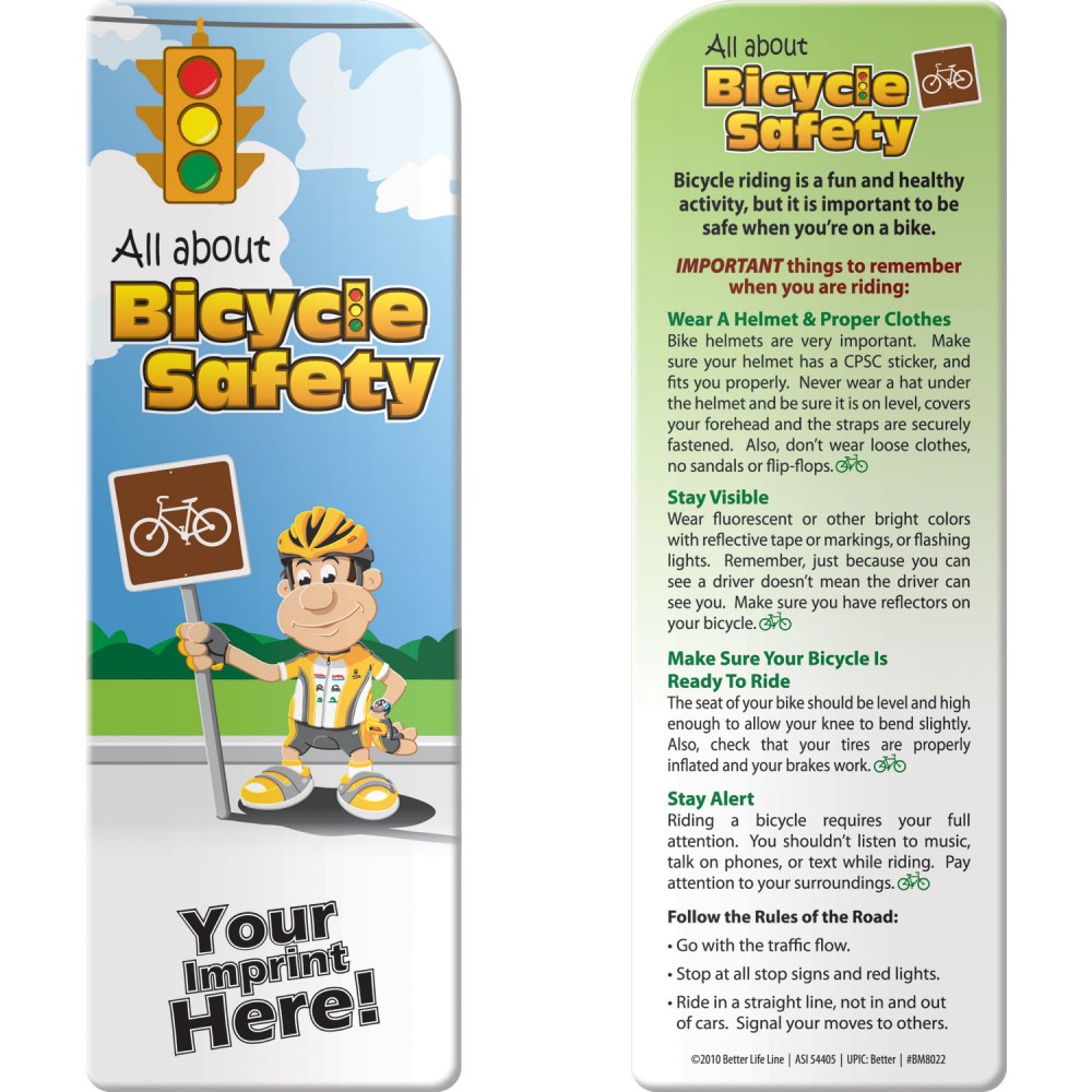 Custom Imprinted Bookmark - Bicycle Safety Custom Imprinted Bookmark - Bicycle Safety